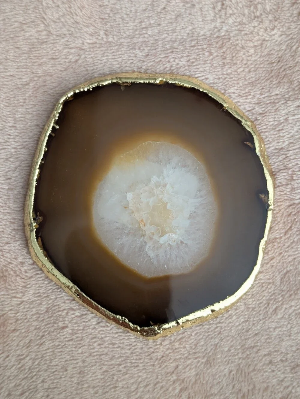Agate Stone Coasters with‎ Gold Trim - Brown & Cream - Williams Sonoma